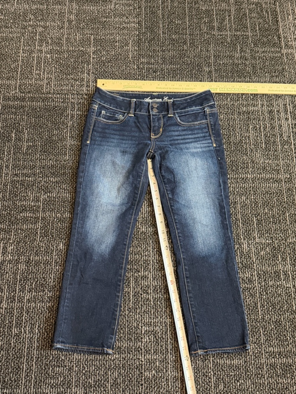 American Eagle Artist Crop Jeans Women's Size 4 Dark Blue Stretch Denim